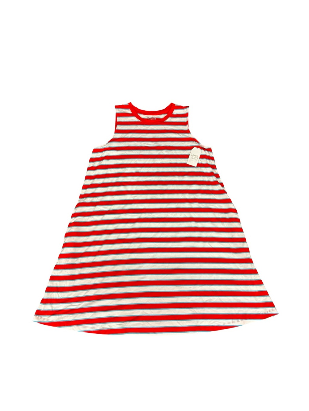 NWT Time and True Women’s red blue stripes sleeveless knit swing dress stretchy